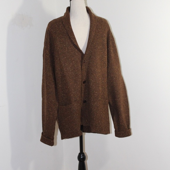 UNTUCKit Emeric Donegal Lambswool Cardigan Sweater Men’s XXL Brown - Picture 4 of 15